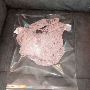 New pastel pink lace lingerie set